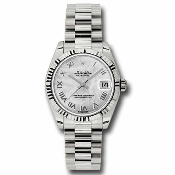 Rolex, Ladies Watch Datejust 31mm Mother-of-pearl dial, White Gold Fluted Bezel, President, 178279