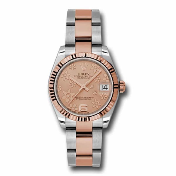 Rolex, Ladies Watch Datejust 31mm Pink dial, Fluted bezel, Stainless steel, and 18k Rose gold Oyster, 178271 pchfo