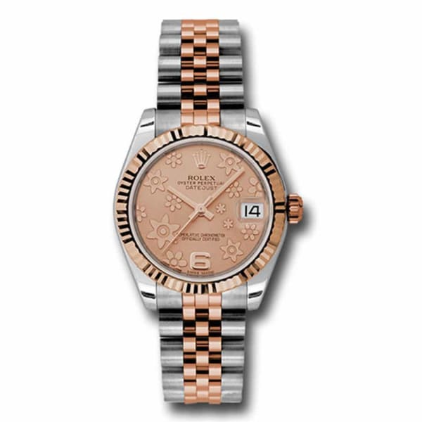 Rolex, Ladies Watch Datejust 31mm Pink dial, Fluted bezel, Stainless steel, and 18k Rose gold Jubilee, 178271 pchfj