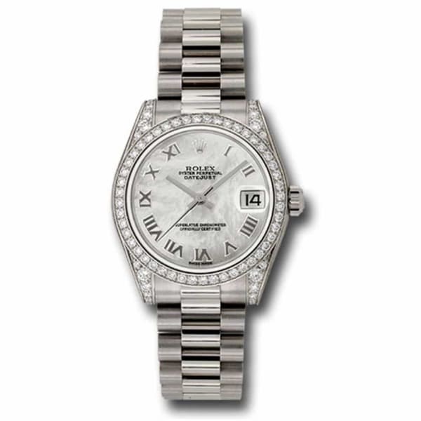 Rolex, Ladies Watch Datejust 31mm President White Gold Diamond Bezel 178159 mrp