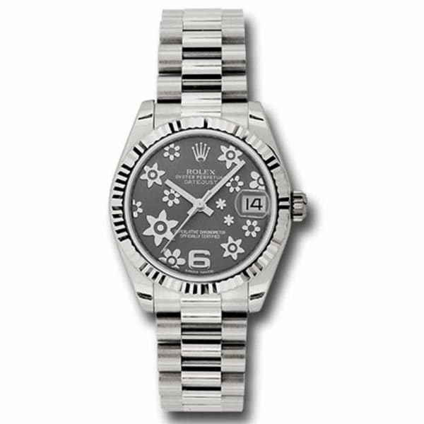 Rolex, Ladies Watch Datejust 31mm Rhodium dial, White Gold Fluted Bezel, President, 178279 rfp