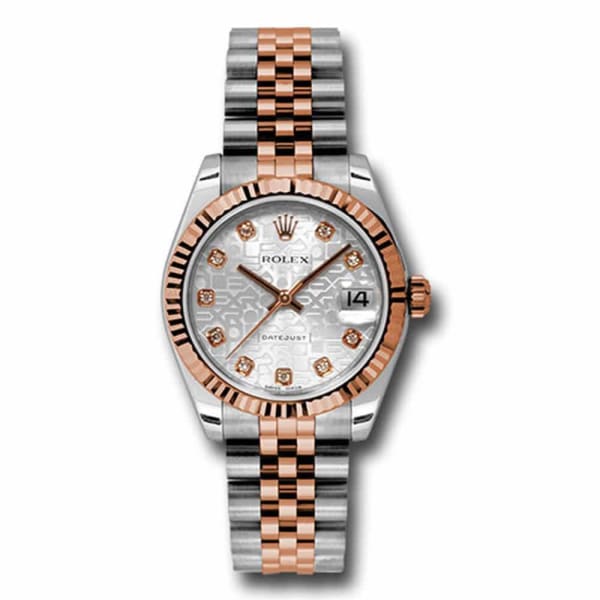 Rolex Ladies Watch Datejust 31mm Silver dial, Fluted bezel, Stainless steel and 18k Rose gold Jubilee, 178271 sjdj
