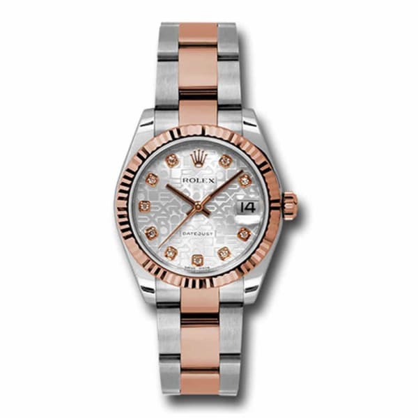 Rolex, Ladies Watch Datejust 31mm Silver dial, Fluted bezel, Stainless steel, and 18k Rose gold Oyster, 178271 sjdo