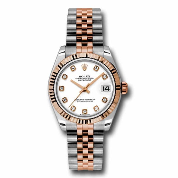 Rolex, Ladies Watch Datejust 31mm White dial, Fluted bezel, Stainless steel, and 18k Rose gold Jubilee, 178271 wdj