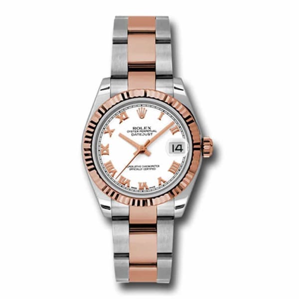 Rolex, Ladies Watch Datejust 31mm White dial, Fluted bezel, Stainless steel, and 18k Rose gold Oyster, 178271 wro