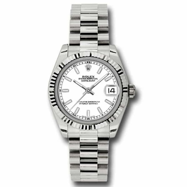 Rolex, Ladies Watch Datejust 31mm White dial, White Gold Fluted Bezel, President, 178279 wip