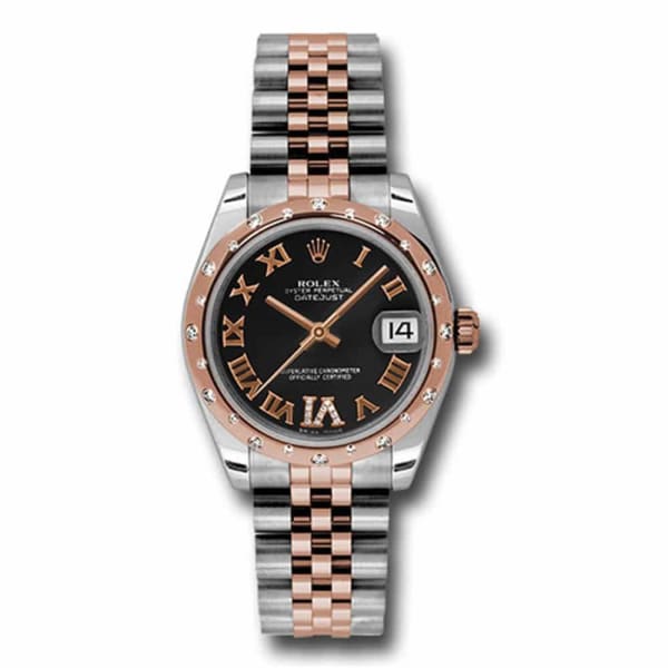 Rolex, Datejust 31mm, Two-Tone Stainless Steel and 18k Rose Gold Jubilee bracelet, Black dial, Ladies Watch 178341 bkdrj