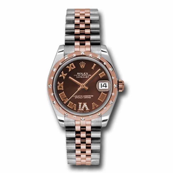 Rolex, Ladies Watch Datejust 31mm Watch with diamonds, Chocolate dial, Stainless steel, and 18k Rose gold Jubilee, 178341 chodrj