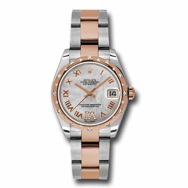 Rolex, Ladies Watch Datejust 31mm Watch with diamonds, Mother of pearl dial, Stainless steel, and 18k Rose gold Oyster, 178341 mdro