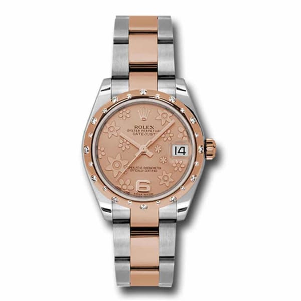 Rolex, Ladies Watch Datejust 31mm Watch with diamonds, Pink dial, Stainless steel, and 18k Rose gold Oyster,178341 pchfo