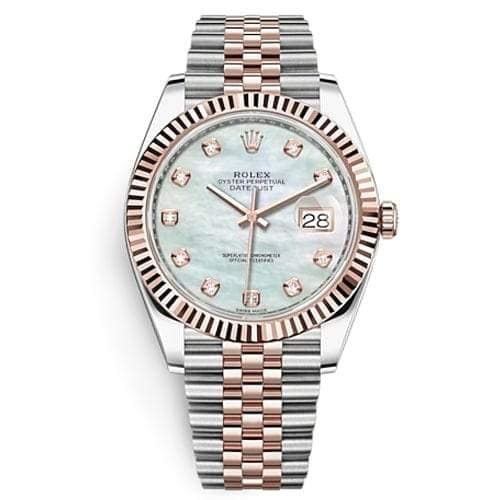 Rolex, Oyster Perpetual Datejust 41mm, Two-Tone Stainless Steel and 18k Everose Gold Jubilee bracelet, Pearl Diamond dial Fluted bezel, Stainless Steel and 18k Everose Gold Case Men's Watch 126331-0014