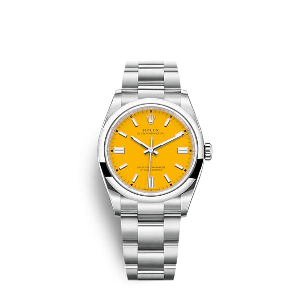 Rolex Oyster Perpetual 36 mm Yellow Dial Swiss Watch Ref. # 126000-0004