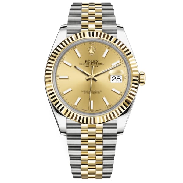 Rolex Women's Datejust Two Tone Fluted Factory Silver Diamond Dial
