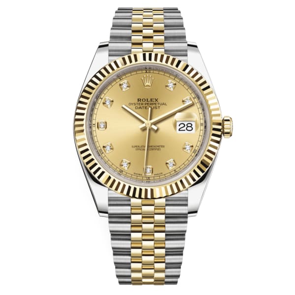 Rolex, Oyster Perpetual Datejust 41mm, Two-Tone Stainless Steel and 18k Yellow Gold Jubilee bracelet, Champagne Diamond dial, Stainless Steel and 18k Yellow Gold Case Men's Watch 126333-0012