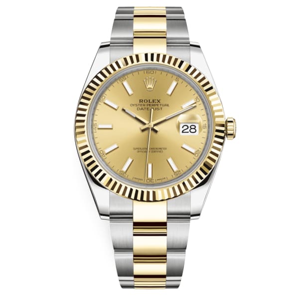 Rolex Oyster Perpetual Datejust 41 Watch Champagne dial, Two-tone, Fluted Bezel 126333-0009, 