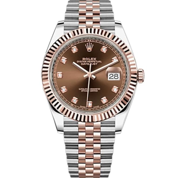 Rolex, Oyster Perpetual Datejust 41mm, Two-Tone Stainless Steel and 18k Everose Gold Jubilee bracelet, Chocolate Diamond dial, Stainless Steel and 18k Everose Gold Case Men's Watch 126331-0004