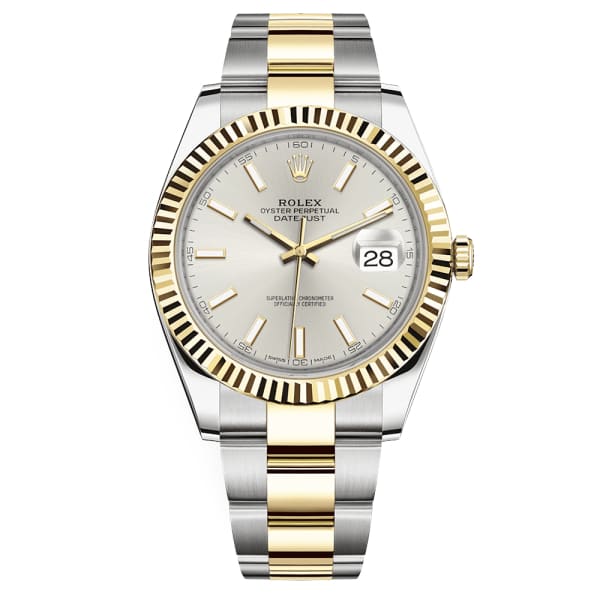 Rolex Oyster Perpetual Datejust Silver Dial 1601 Steel Yellow Gold