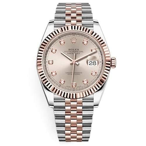 Rolex, Oyster Perpetual Datejust 41mm, Two-Tone Stainless Steel and 18k Everose Gold Jubilee bracelet, Sundust Diamond dial, Stainless Steel and 18k Everose Gold Case Men's Watch 126331-0008