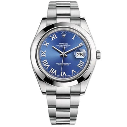 Rolex, Oyster Perpetual Datejust II 41mm, Stainless Steel Oyster bracelet, Blue dial Smooth bezel, Men's Watch 116300blro