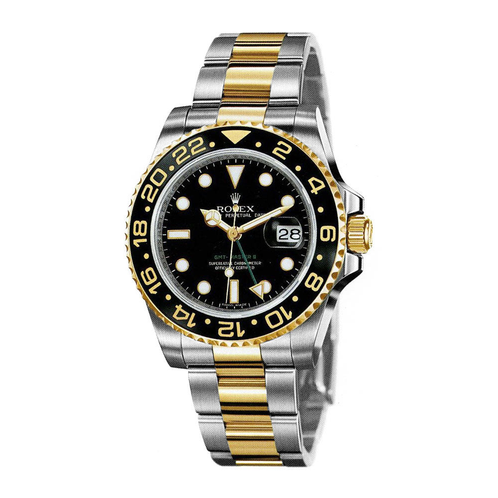Rolex, GMT-Master II Black Automatic stainless steel and 18kt yellow gold Mens Watch 116713LN