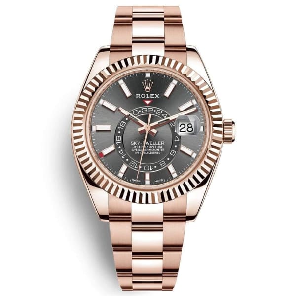 Rolex, Sky Dweller Dark Rhodium Automatic Men's 18kt Ever rose Gold 326935-0007 Watch