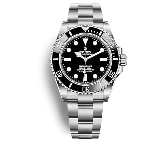 Rolex, Submariner 41 mm, Stainless Steel Oyster bracelet, Black dial Black bezel, Men's Watch 124060-0001