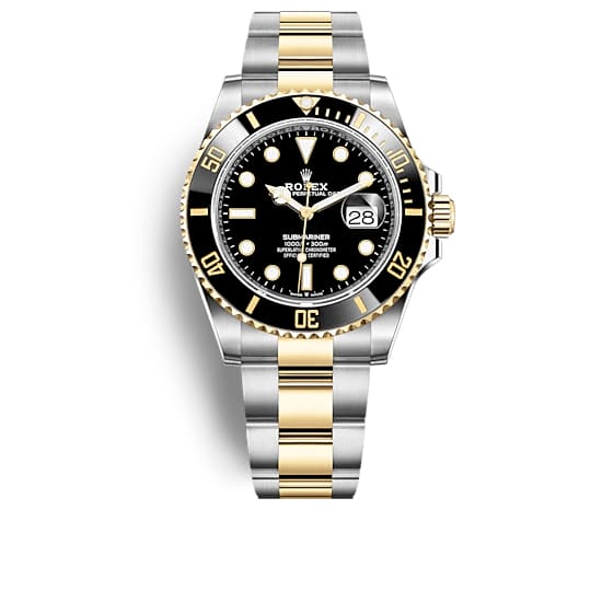 Rolex, Submariner 41 mm, Two-Tone 18k Yellow Gold and Stainless Steel Oyster bracelet, Black dial Black bezel, 18k Yellow Gold and Stainless Steel Case Men's Watch 126613ln-0002