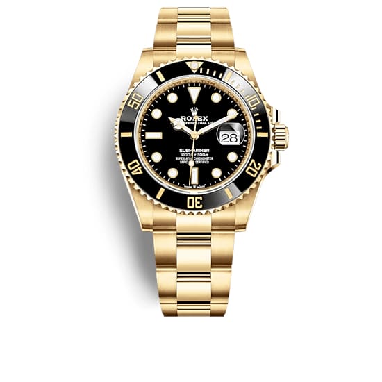 Rolex, Submariner 41 mm, 18k Yellow Gold Oyster bracelet, Black dial Black bezel, 18k Yellow Gold Case Men's Watch 126618ln-0002