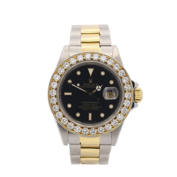 Rolex, Submariner Date 40 mm, Two-Tone 18k Yellow Gold and Stainless Steel Oyster bracelet, Black dial Diamond bezel, 18k Yellow Gold and Stainless Steel Case Men's Watch 16803
