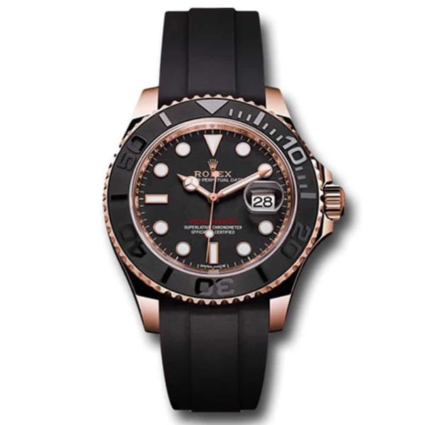 Rolex, Yacht-Master 40, 18k Rose Gold, Black dial, Oysterflex Bracelet, Automatic, Unisex Watch 126655-0002