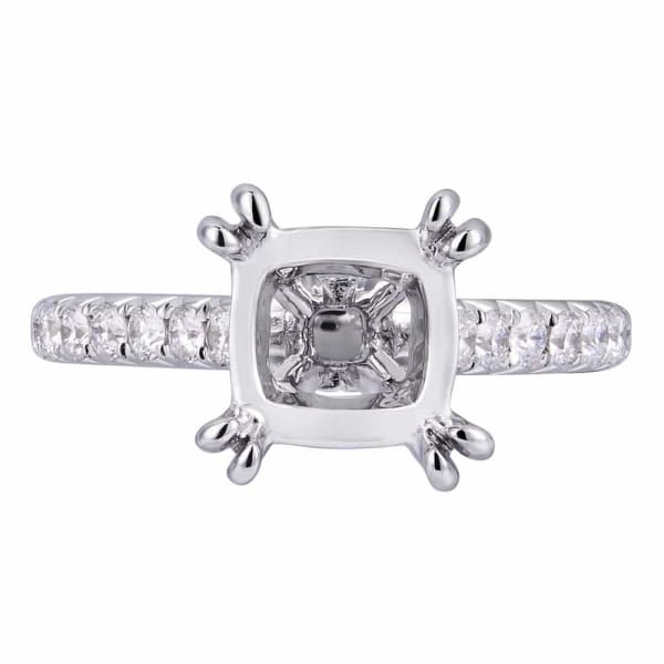 Romantic and classic design solitaire setting 18k white gold ring with dazzling .80ctw white round diamonds KR11013XD200