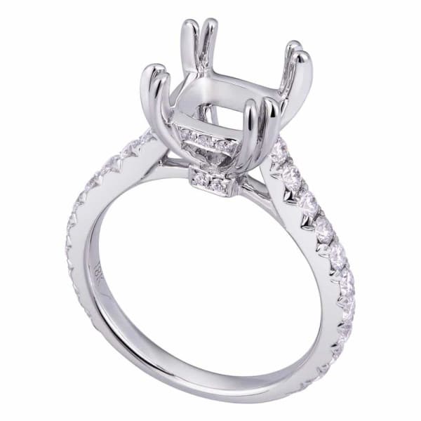 Romantic and classic design solitaire setting 18k white gold ring with dazzling .80ctw white round diamonds KR11013XD200, Main view