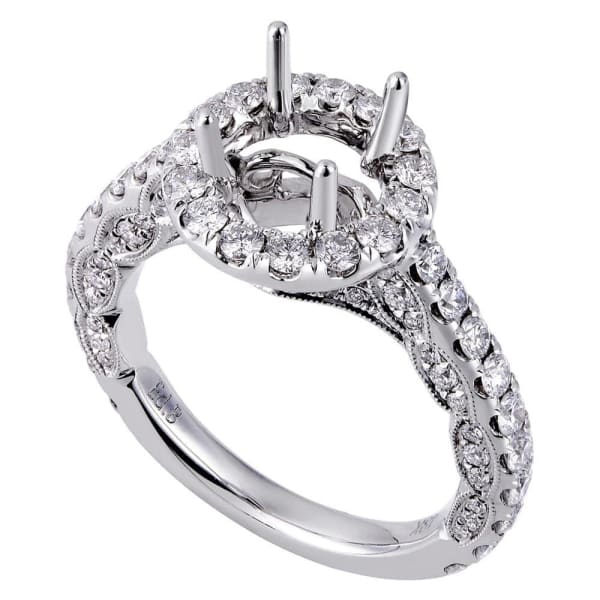 Romantic delicate design halo setting 18k white gold ring with 1.35ct diamonds KR11420XD100A, Main view