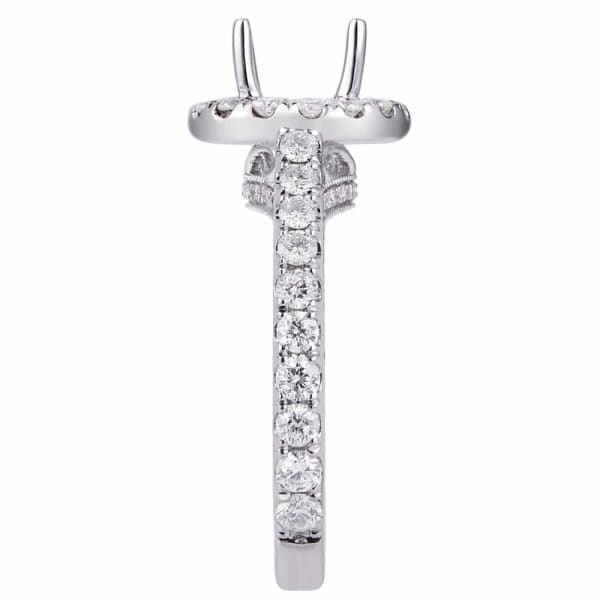 Romantic delicate design halo setting 18k white gold ring with 1.35ct diamonds KR11420XD100A, Side edge