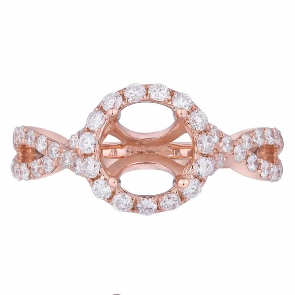 Romantic elegant halo setting 18k rose gold ring with .55ct diamonds KR09105A1XD100
