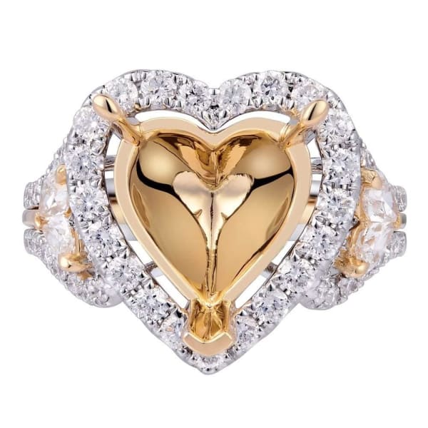 Romantic lovely heart design halo setting 18k white and yellow gold ring with 1.30ct diamonds KR12474XD400