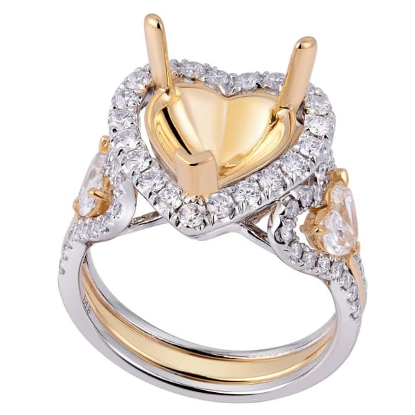 Romantic lovely heart design halo setting 18k white and yellow gold ring with 1.30ct diamonds KR12474XD400, Main view