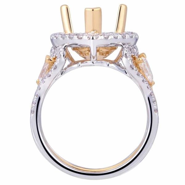 Romantic lovely heart design halo setting 18k white and yellow gold ring with 1.30ct diamonds KR12474XD400, Profile