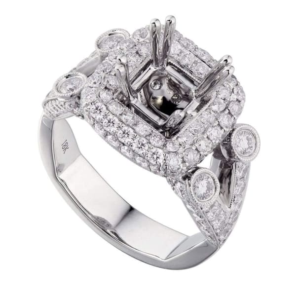 Romantic luxury double halo 18K white gold ring with 2.25ct diamonds KR06407XD200, main view