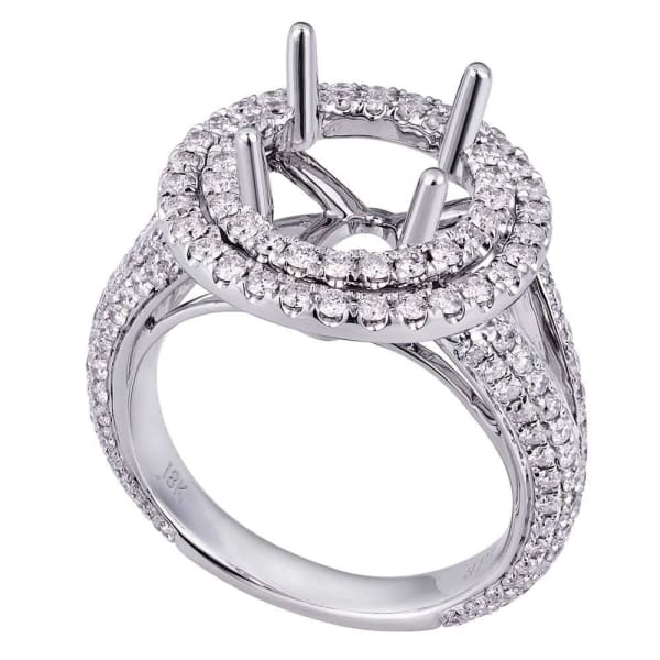 Romantic luxury double halo setting 18k white gold ring with 1.40ctw diamonds KR09104XD300, Main view