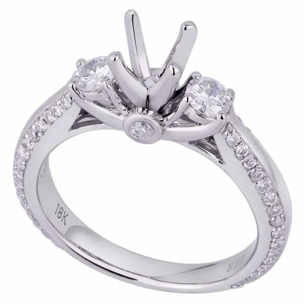 Romantic special design three-stone setting white gold ring with .80ctw diamonds KR06373XD100, Main view