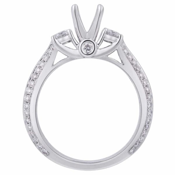 Romantic special design three-stone setting white gold ring with .80ctw diamonds KR06373XD100, Profile
