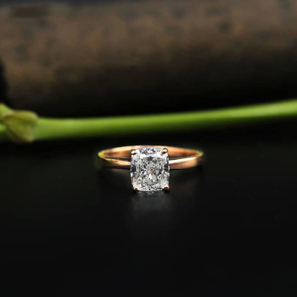 Solitaire Rose Gold Engagement Ring with 1.72ct Cushion Diamond ENG-24000, Full face