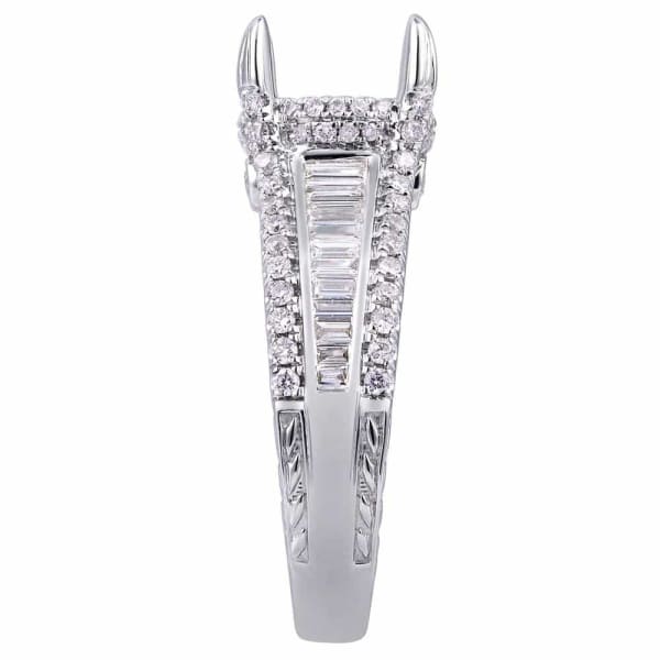 Sparkling solitaire setting white gold ring is accentuated with dazzling .85ct white round diamonds KR12477XD250, Side edge