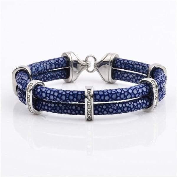 Stainless Steel Charm with Real Stingray Leather | Men's Bracelets