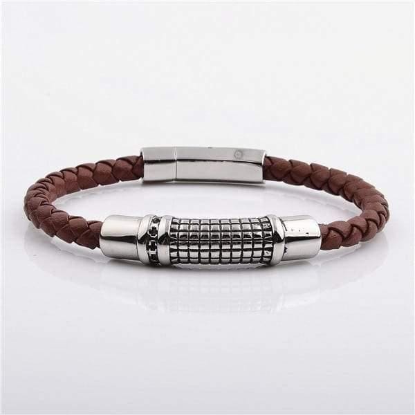 Stainless Steel Clasp With Real Cow Leather Bracelet Brown