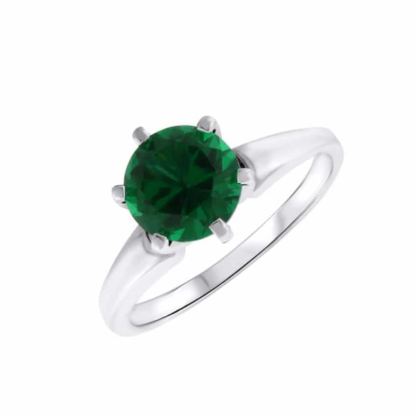 Stunning 14k white gold cocktail emerald fashion engagement ring R-1000, Main view