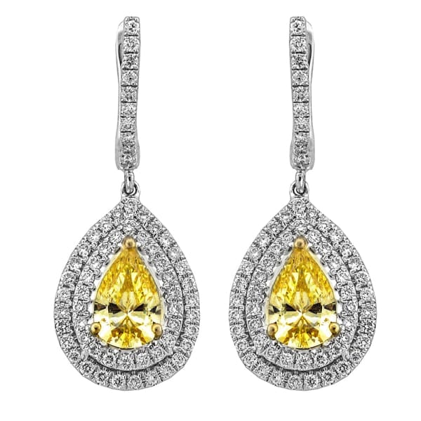 Stunning 18k white gold diamond and citrine earrings EAR-6250