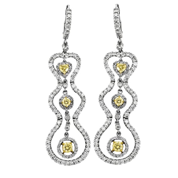 Stunning 18k white gold earrings with white and yellow diamond NE-172205