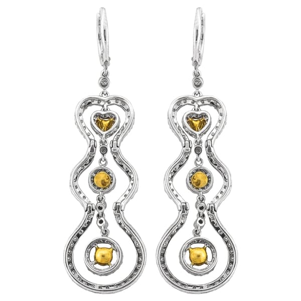 Stunning 18k white gold earrings with white and yellow diamond NE-172205, back